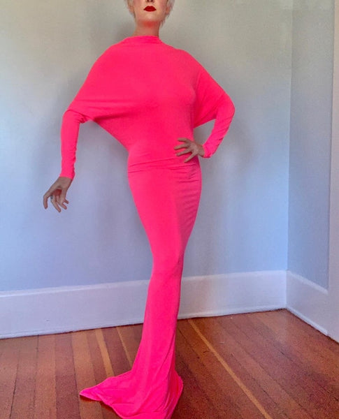 Avant-garde Neon Pink Gown