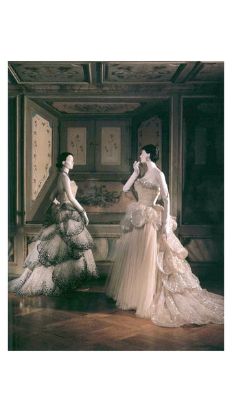 Late 1940s Custom Couture Silk Sequined Petal Gown Inspired by A/W 1949 Dior