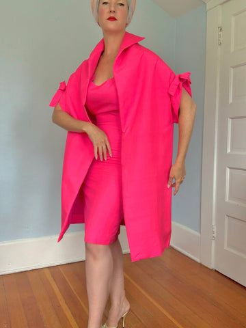 1950s Hot Pink Raw Silk Cocktail Set by “Sydney North California”