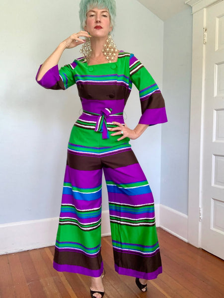 1960s Mod Palazzo Jumpsuit w/ Belt by “Tori Richard Honolulu”
