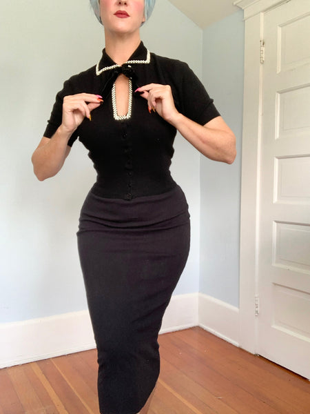 Custom 1950s Cashmere Hand Detailed Sweater