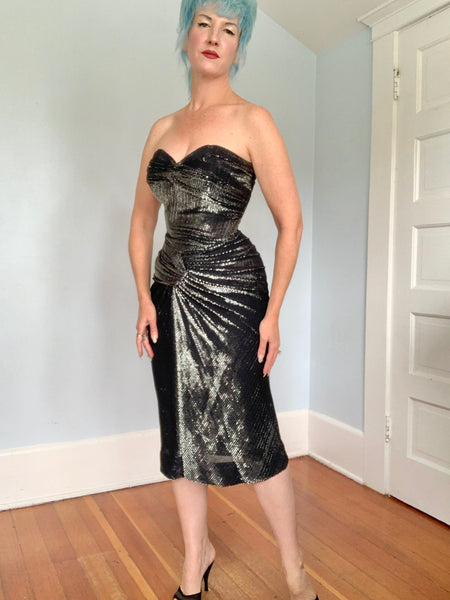 Early 1950s “Emma Domb of California” Lurex Cocktail Dress