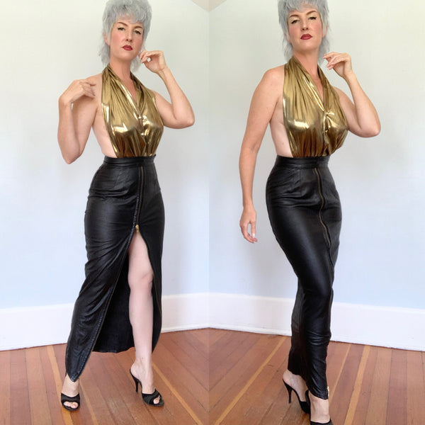 Vintage “Bizarre Fashions” Leather Fetish Hobble Skirt