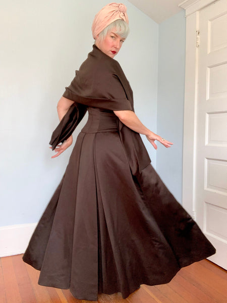 1990s does 1950s “Victor Costa” Mink Trimmed Evening Ensemble