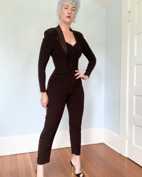 1980s Femme Tux Jumpsuit by “Karen Alexander”