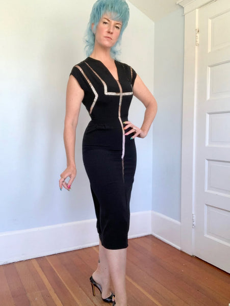 1940s Custom Silk Cut-Outs Cocktail Dress