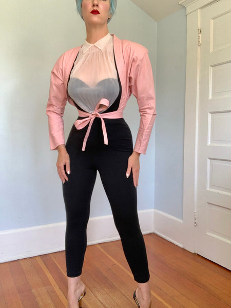 Rare 1970s Archival “OMO by Norma Kamali” Kidskin Leather Tie Front Jacket