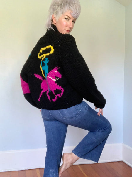 Killer 1980s does 1950s Oversized Cowboy Cowichan-style Sweater