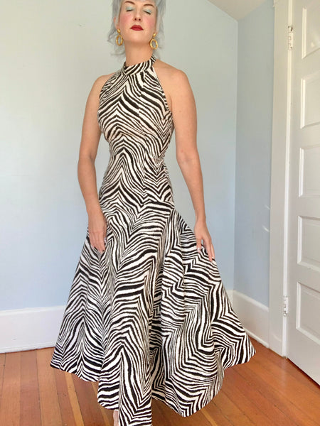 1950s Custom “Saks Fifth Avenue” Cotton Pique Zebra Gown