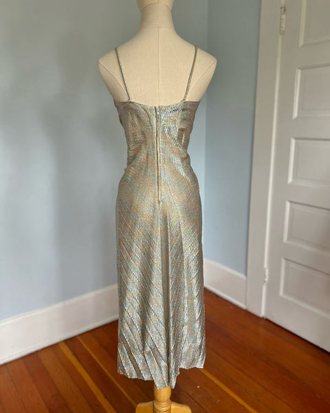 1970s/80s “New Leaf by Samir” Iridescent Rainbow Cocktail Dress