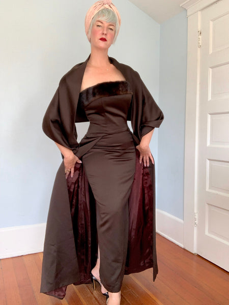 1990s does 1950s “Victor Costa” Mink Trimmed Evening Ensemble