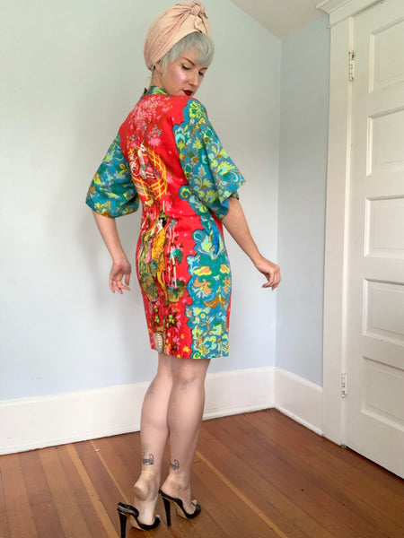 1960s “Alice Polynesian Fashions” Unicorn Tunic Dress