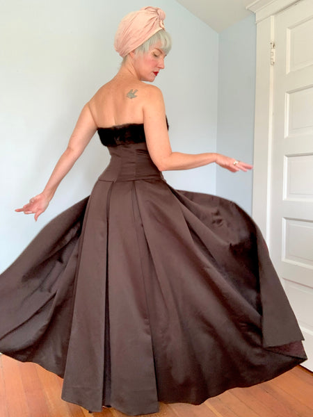 1990s does 1950s “Victor Costa” Mink Trimmed Evening Ensemble