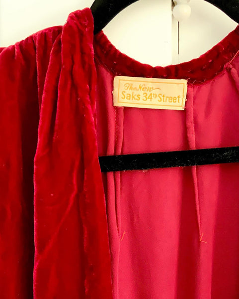 1930s Silk Velvet Wrap Gown by “The New Saks on 34th Street”