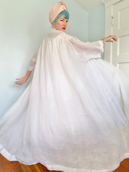 Custom Vintage Silk Organza Huge Trapeze Maxi Bridal Coat Attributed to “Nina Ricci”