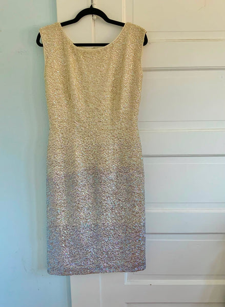 1960s Hand Knit Wool Fully Sequined Ombré Cocktail Dress by “Banff”