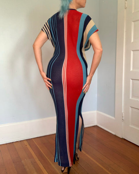 1960s Rayon Knit Semi Sheer Sexy Caftan