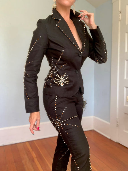 Deadstock Y2K Rhinestone Spiderwebs Suit