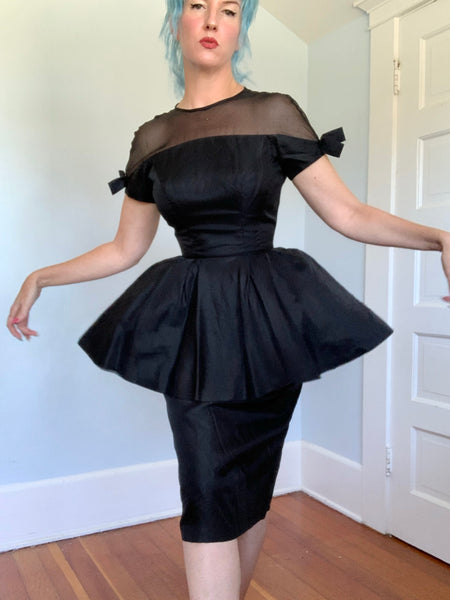 Reserved - 1950s Silk Organza Over Satin Cocktail Dress