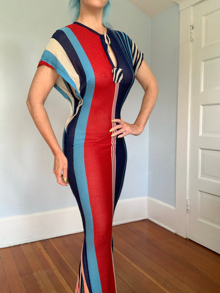 1960s Rayon Knit Semi Sheer Sexy Caftan