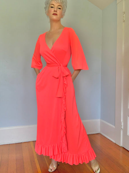 1960s Day-Glo “Lucie Ann of Beverly Hills” Wrap Dress