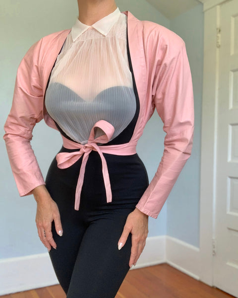 Rare 1970s Archival “OMO by Norma Kamali” Kidskin Leather Tie Front Jacket