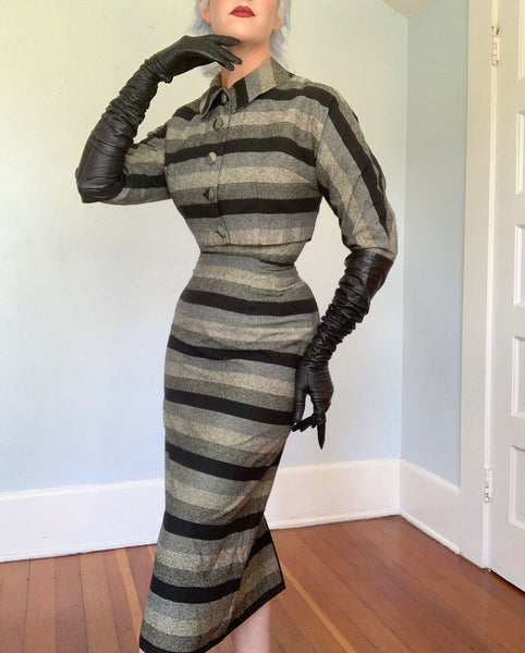 1950s Ombré Striped Cocktail Ensemble