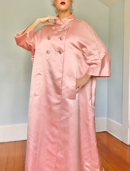 Barbie Pink 1960s Peau de Soie Silk Opera Coat for “I. Magnin”