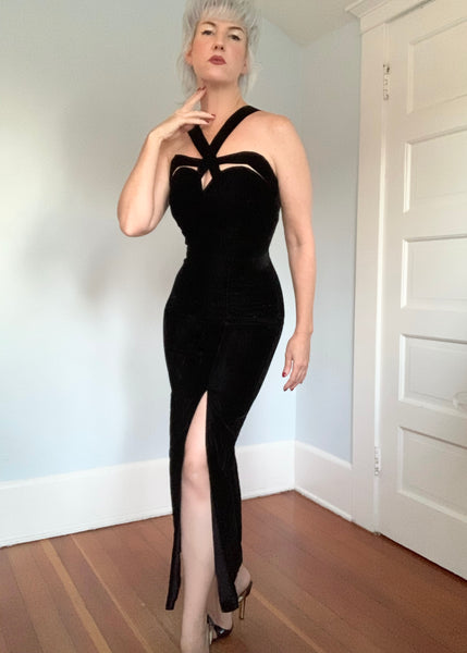 Deadstock with Tags 1990s “Indecent Proposal” Velvet Evening Gown