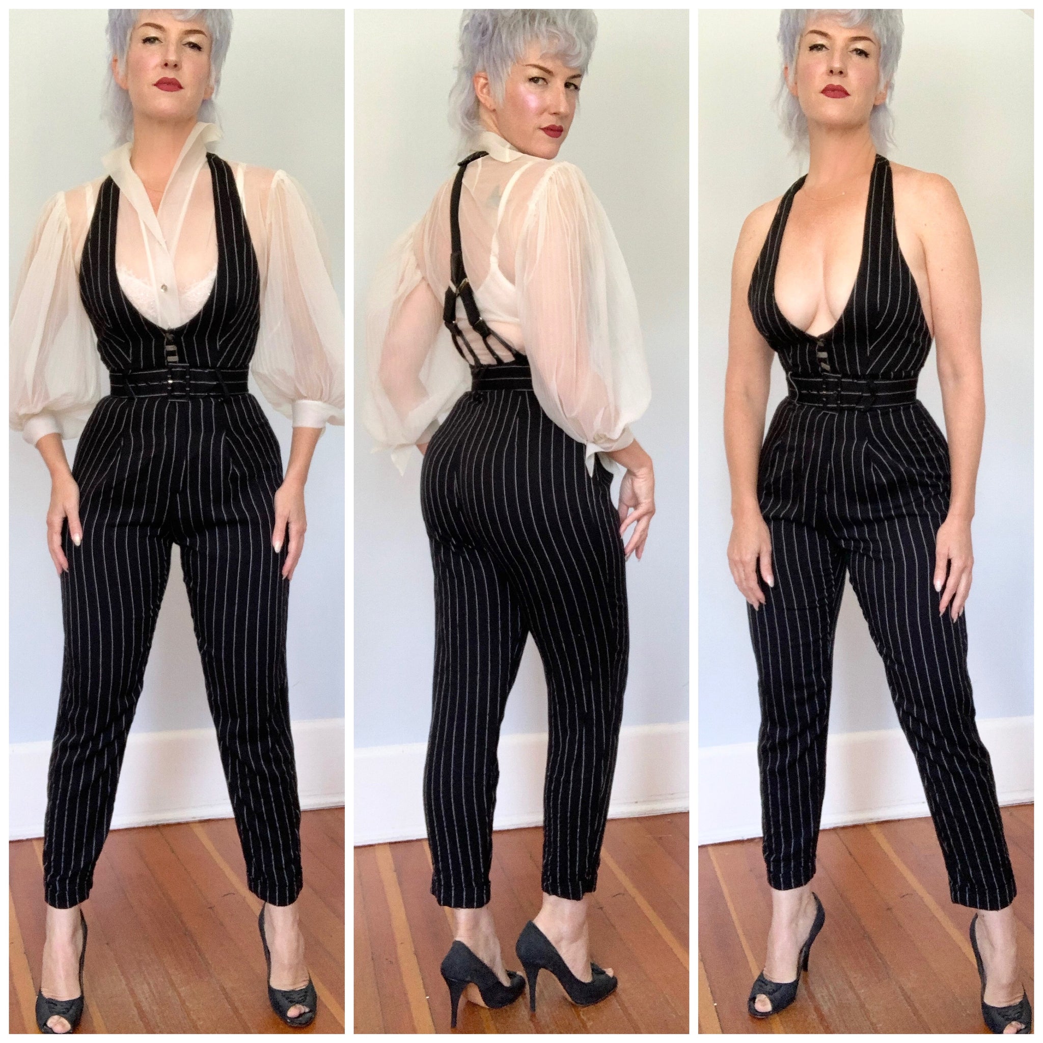 1980s Femme Tuxedo Rayon Jumpsuit by “Karen Alexander”