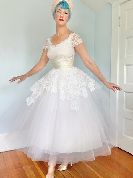 Designer 1950s “Cahill of Beverly Hills” Wedding Dress
