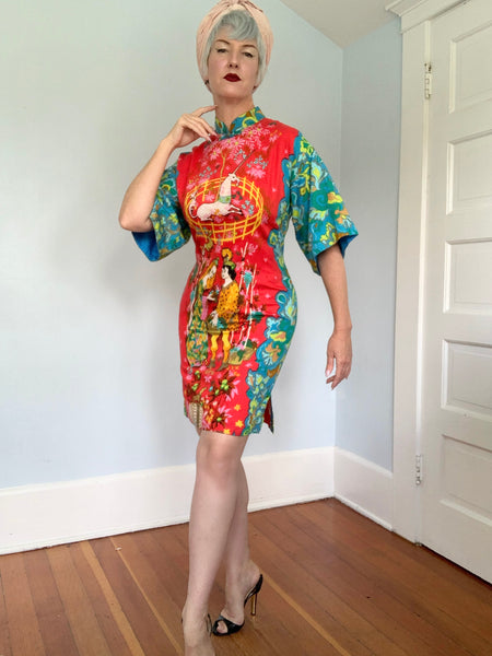 1960s “Alice Polynesian Fashions” Unicorn Tunic Dress