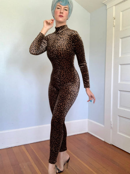 Vintage “Frederick’s of Hollywood” Stretch Velvet Leopard Catsuit