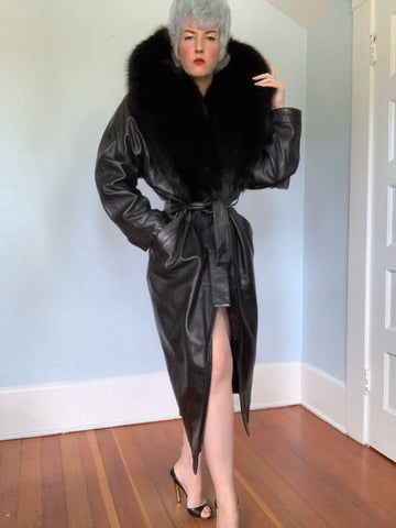 1980s Kidskin Coat w/ Fox Fur Collar by “Vakko”