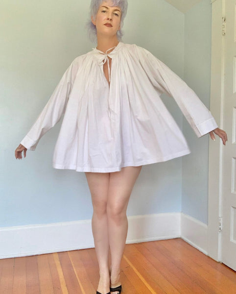 Vintage Crisp Cotton Trapeze Tunic / Mini Dress