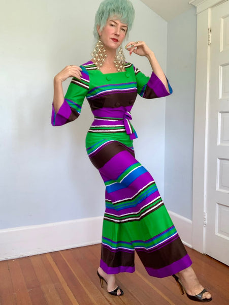 1960s Mod Palazzo Jumpsuit w/ Belt by “Tori Richard Honolulu”