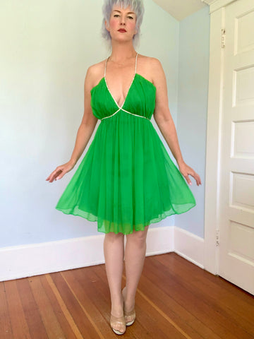 Deadstock with Tags 1960s “Frederick’s of Hollywood” Silk Chiffon Mini Dress