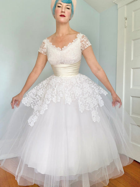 Designer 1950s “Cahill of Beverly Hills” Wedding Dress