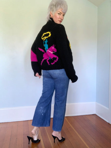 Killer 1980s does 1950s Oversized Cowboy Cowichan-style Sweater