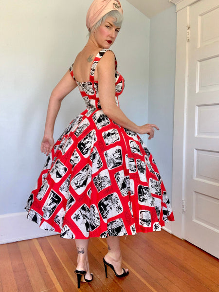 1950s “Royal Hawaiian” Crisp Cotton Sundress & Bolero