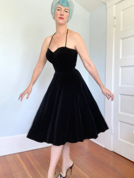 1950s “Elaine Terry California” Cotton Velvet Party Dress