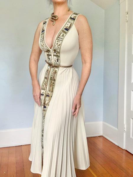 1970s “Alfred Shaheen” Egyptian Inspired Maxi Gown w/ Belt