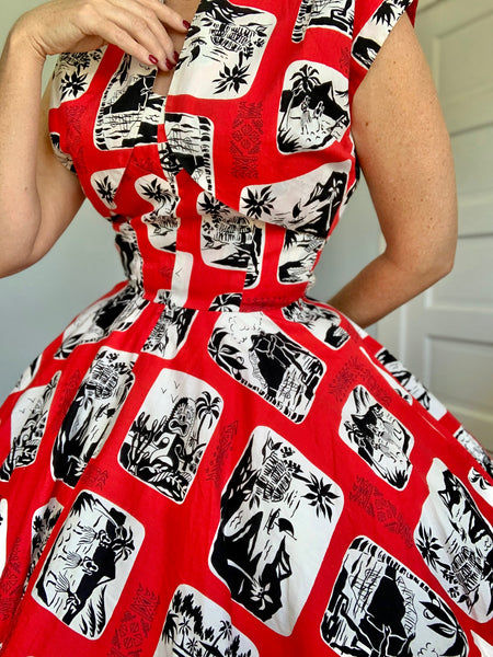 1950s “Royal Hawaiian” Crisp Cotton Sundress & Bolero