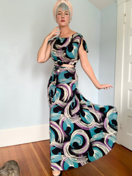 1940s “Cole of California” Celestial Print Cold Rayon Ensemble