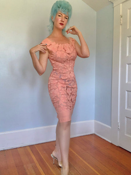 1950s Irish Linen Cut-Outs Cocktail Dress