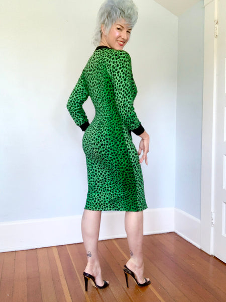 1980s “Yvan & Marzia Paris” Angora Blend Cheetah Wiggle Dress