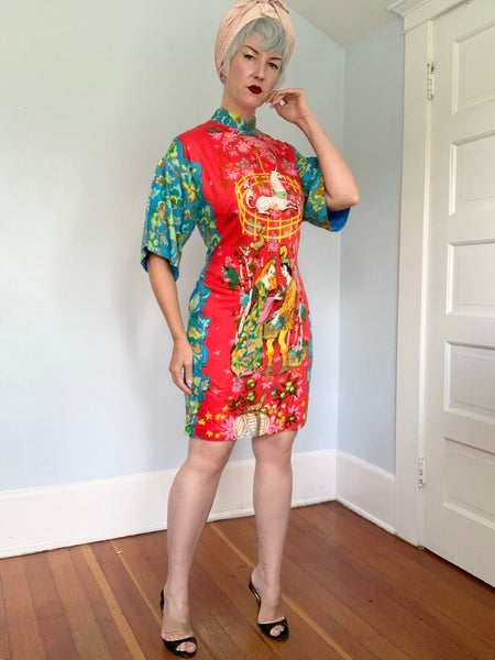 1960s “Alice Polynesian Fashions” Unicorn Tunic Dress