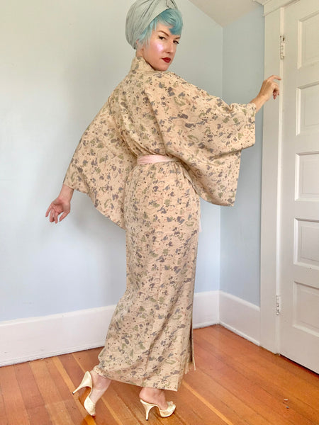 Vintage Traditional Custom Made Japanese Silk Kimono w/ X-Rated Illustrations