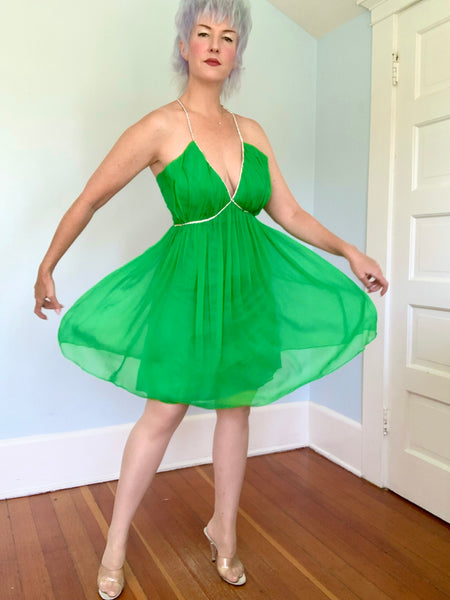 Deadstock with Tags 1960s “Frederick’s of Hollywood” Silk Chiffon Mini Dress