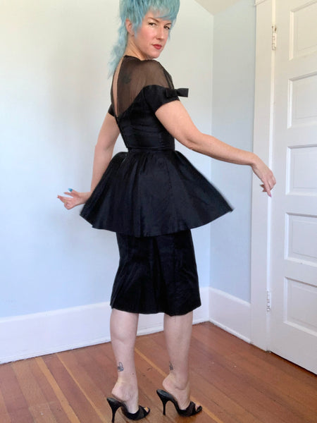 Reserved - 1950s Silk Organza Over Satin Cocktail Dress